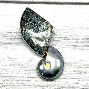 139. Estate Find! Stunning Ancient Echoes Sterling Silver brooch / pendant